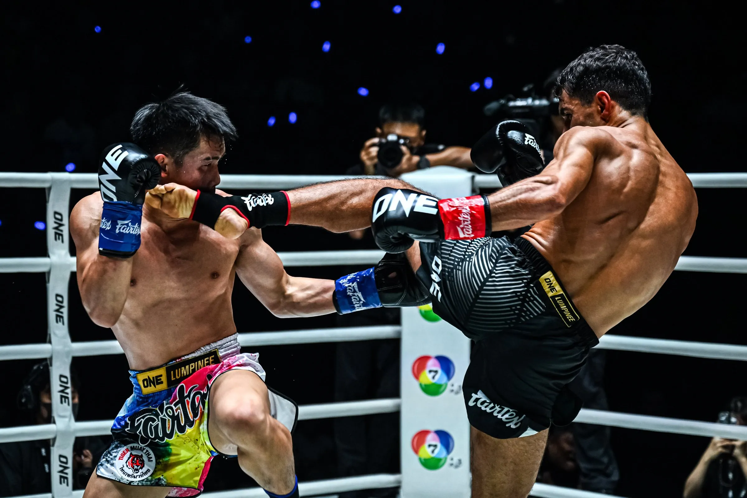 Rui Botelho landing a high kick during a ONE Championship bout